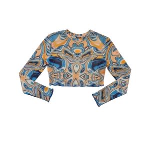 Bershka Long Sleeve Mesh Crop Top